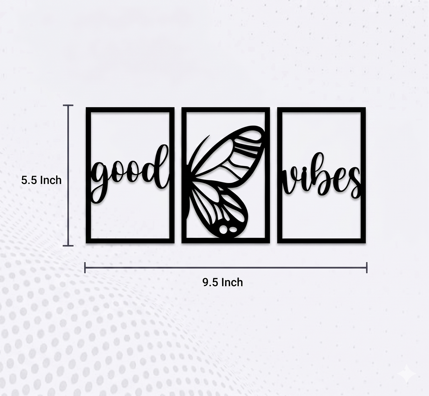 Good Vibes Black MDF Wall Art Butterfly Motivational Wall Decor for Living Room, Bedroom, Garden & Minimalist Decor Bohemian Line Art Decorationn (14X24 cm)