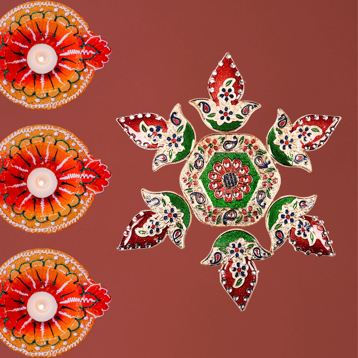 Diya Meena Stone Rangoli
