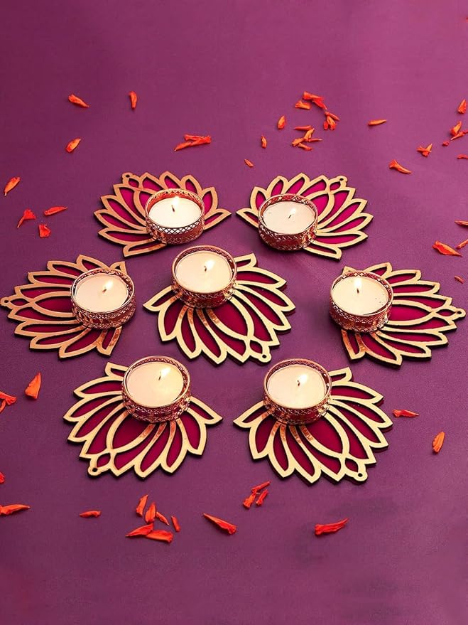 7 Pc Lotus T-Light Holder Set