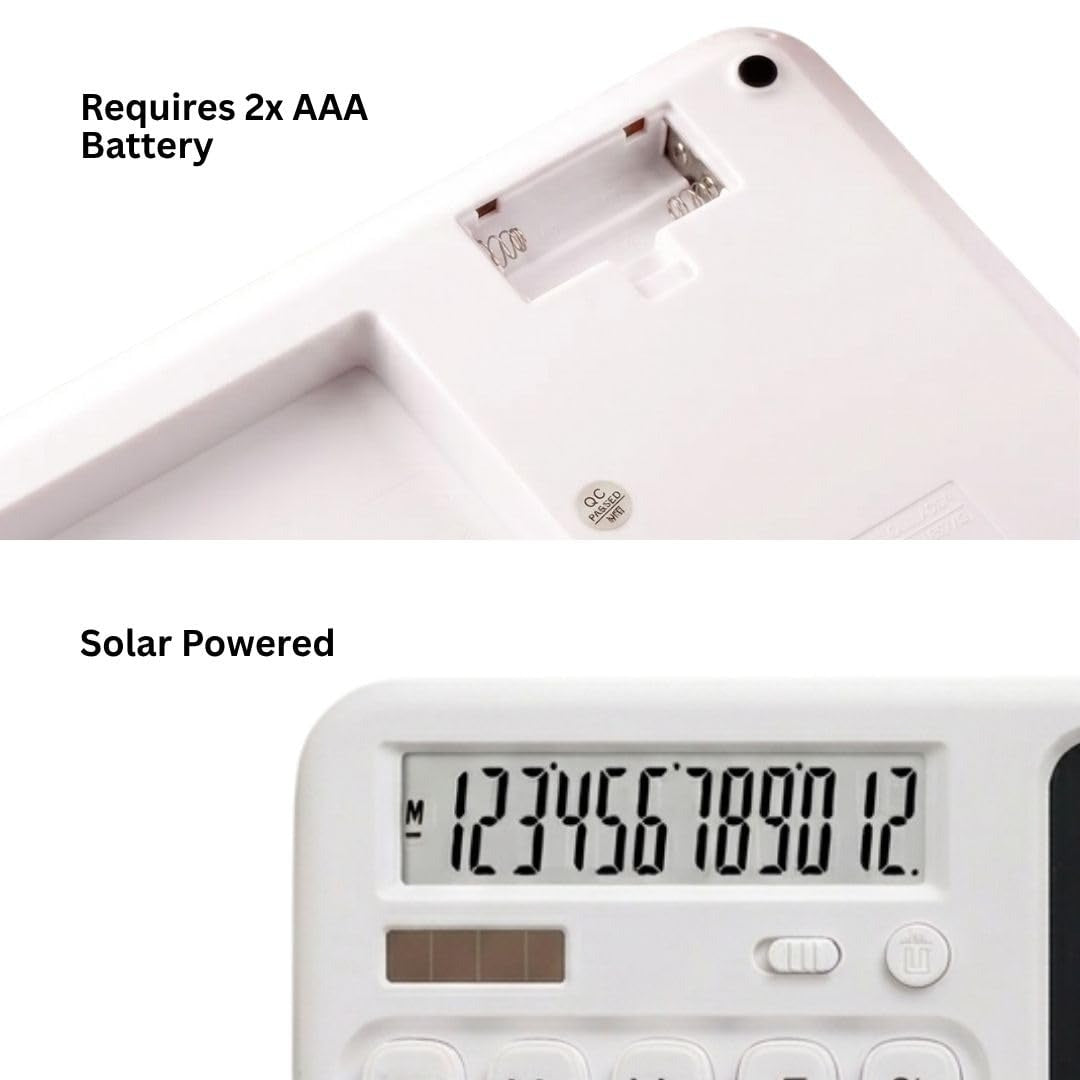 TINYSHINY 2-in-1 Calculator with LCD Writing Tablet | 12-Digit Desktop Calculator & 7-Inch Reusable Writing Pad | Large Display, One-Click Clear, Anti-Erase Lock, Portable for Students, Office & Business