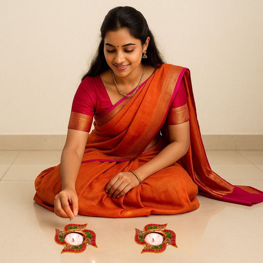 2Pc Metal T-Light Holder Set