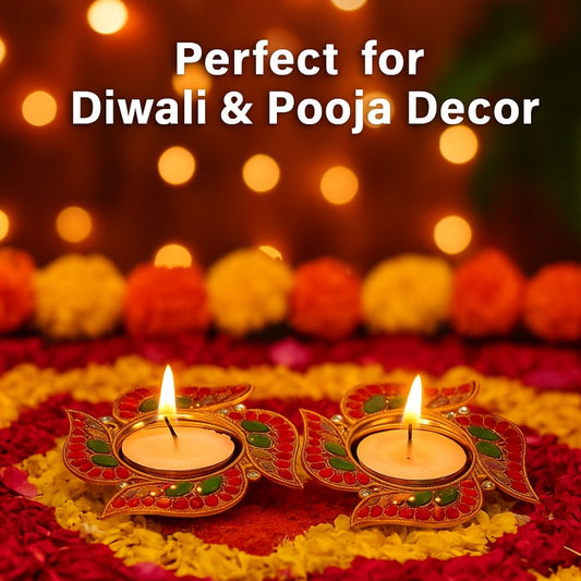 2Pc Metal T-Light Holder Set