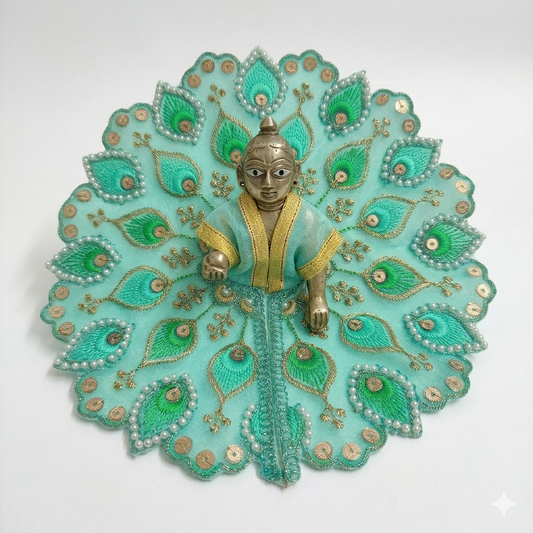 Tiny Shiny Laddu Gopal Poshak Thakur Ji Dress Heavy Designer Dress for Kanha Ji Fancy Dress for Bal Krishna Janmaasthmi Special for Ladoo Gopal Ji (Size-3 to 5)
