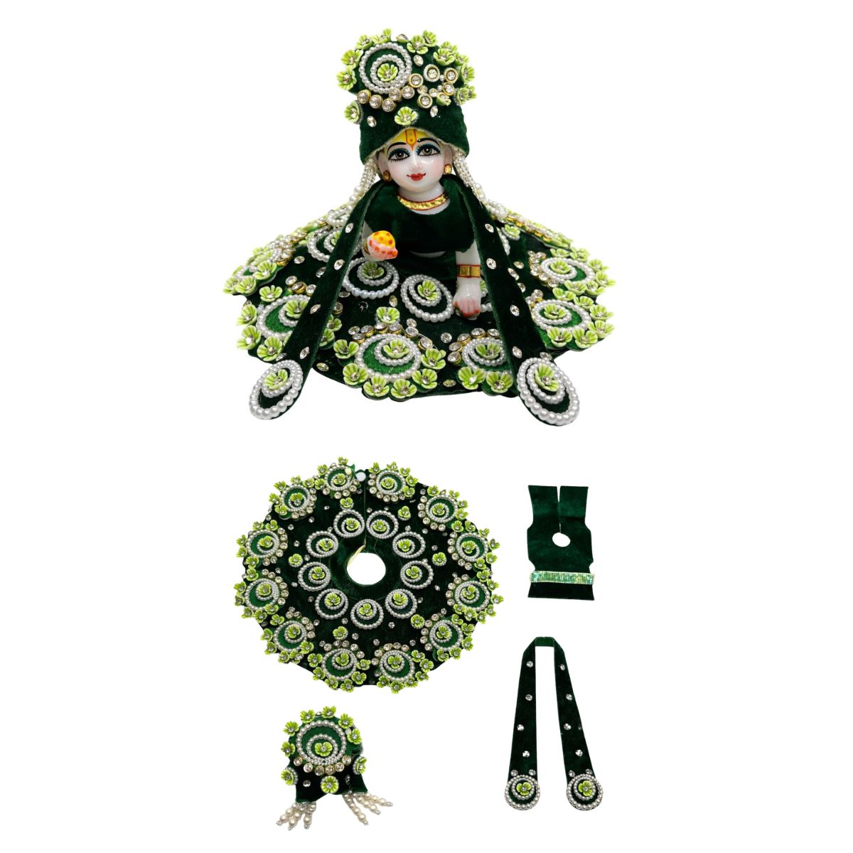 Tiny Shiny Laddu Gopal Poshak Thakur Ji Dress Heavy Designer Dress for Kanha Ji Fancy Dress for Bal Krishna Janmaasthmi Special for Ladoo Gopal Ji (Size- 1 to 6)