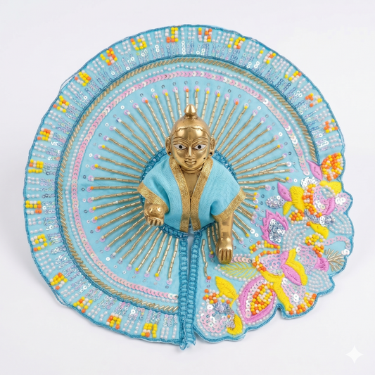 Tiny Shiny Laddu Gopal Poshak Thakur Ji Dress Heavy Designer Dress for Kanha Ji Fancy Dress for Bal Krishna Janmaasthmi Special for Ladoo Gopal Ji (Size-3 to 5)