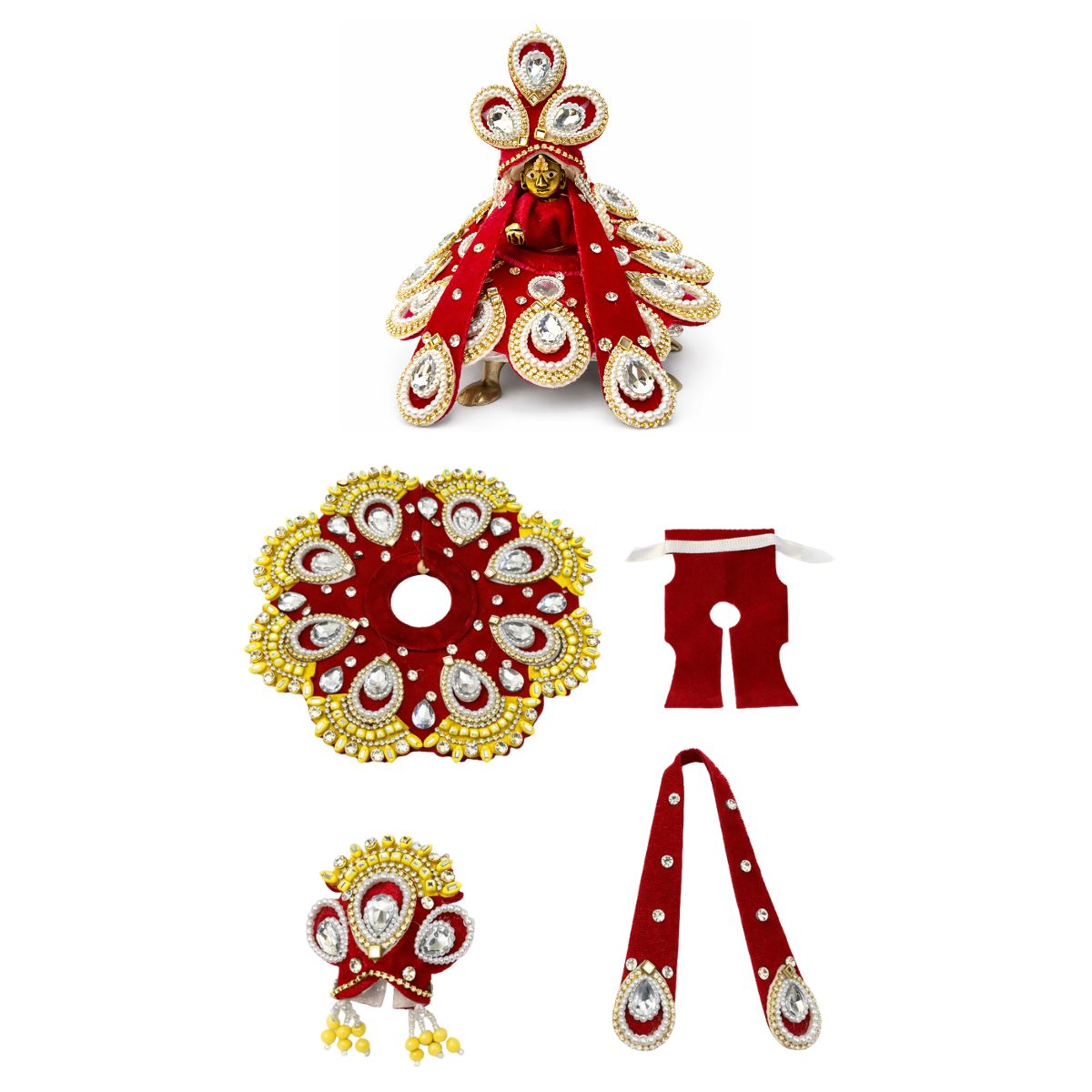 Tiny Shiny Laddu Gopal Poshak Thakur Ji Dress Heavy Designer Dress for Kanha Ji Fancy Dress for Bal Krishna Janmaasthmi Special for Ladoo Gopal Ji (Size-2)