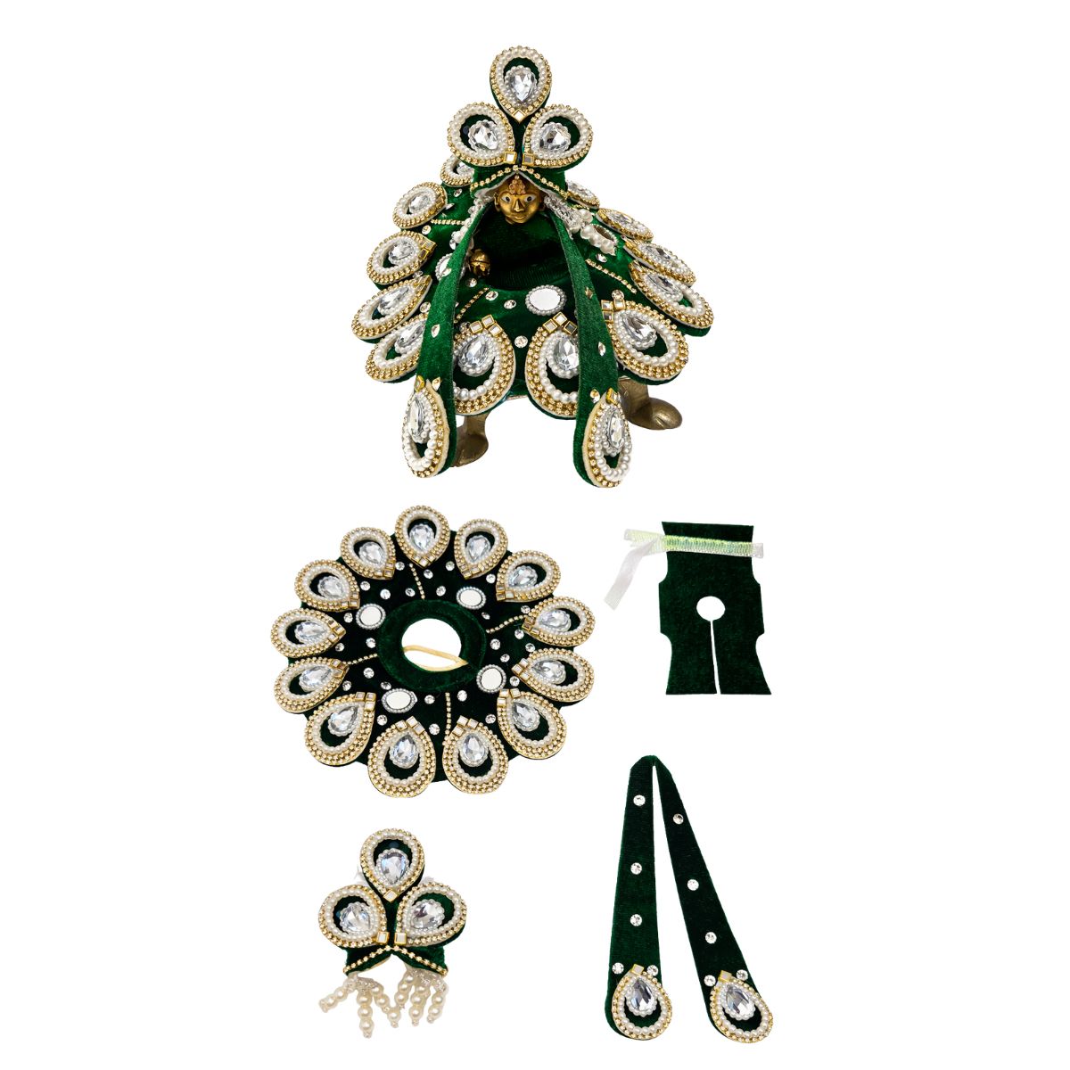 Tiny Shiny Laddu Gopal Poshak Thakur Ji Dress Heavy Designer Dress for Kanha Ji Fancy Dress for Bal Krishna Janmaasthmi Special for Ladoo Gopal Ji (Size-2 , Inch-6)