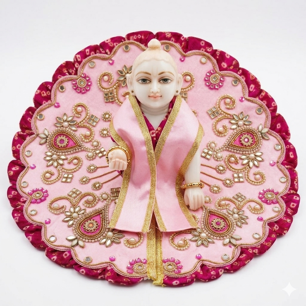 Tiny Shiny Laddu Gopal Poshak Thakur Ji Dress Heavy Designer Dress for Kanha Ji Fancy Dress for Bal Krishna Janmaasthmi Special for Ladoo Gopal Ji (Size-1 to 5)