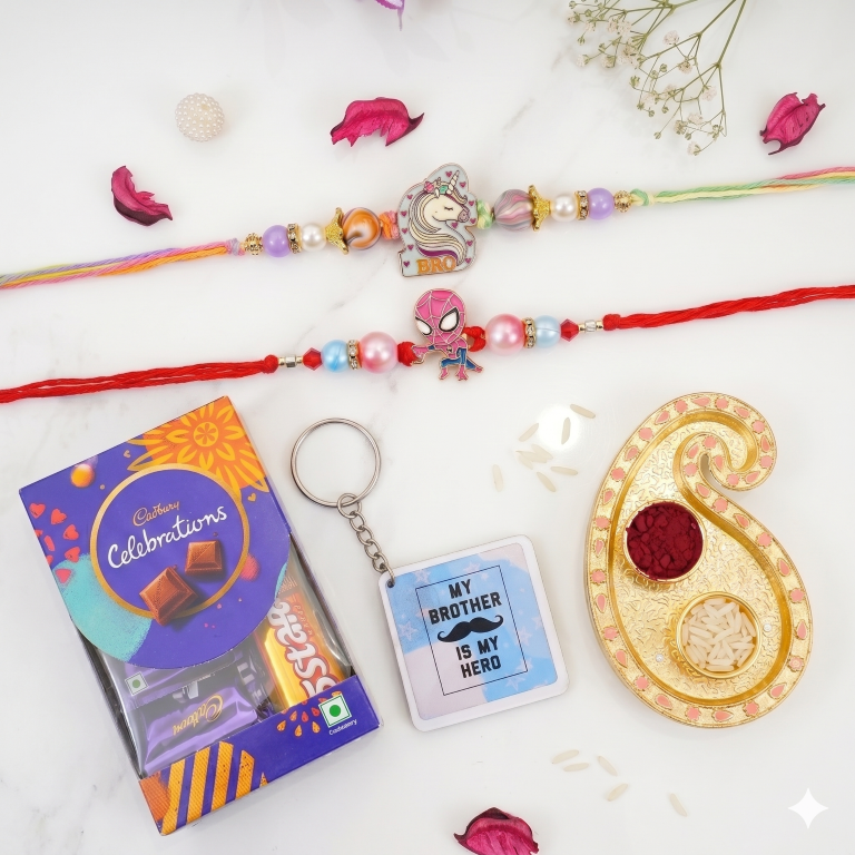 Unicorn & Spider Hero Rakhi Set of 2 | Kids Designer Rakhi for Brother