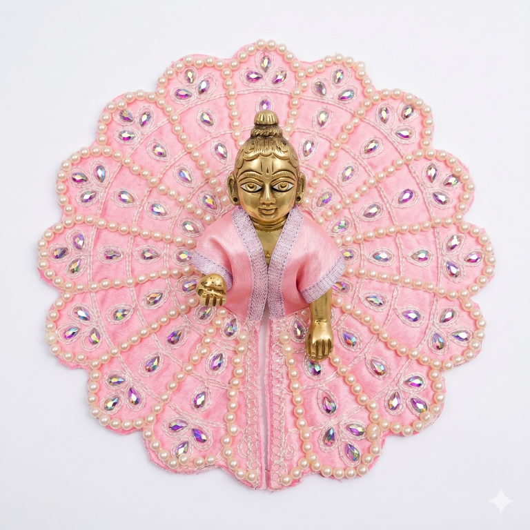 Tiny Shiny Laddu Gopal Poshak Thakur Ji Dress Heavy Designer Dress for Kanha Ji Fancy Dress for Bal Krishna Janmaasthmi Special for Ladoo Gopal Ji (Size- 4 And 5)