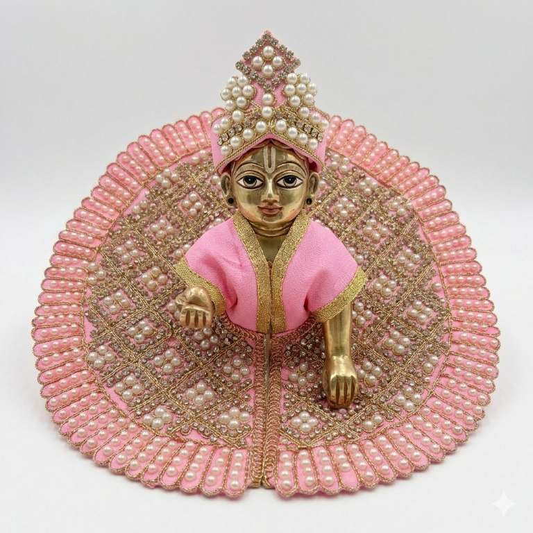 Tiny Shiny Laddu Gopal Poshak Thakur Ji Dress Heavy Designer Dress for Kanha Ji Fancy Dress for Bal Krishna Janmaasthmi Special for Ladoo Gopal Ji (Size-4 And 5)