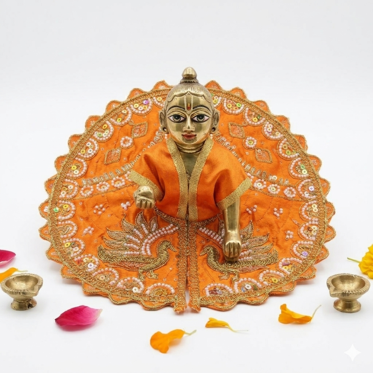 Tiny Shiny Laddu Gopal Poshak Thakur Ji Dress Heavy Designer Dress for Kanha Ji Fancy Dress for Bal Krishna Janmaasthmi Special for Ladoo Gopal Ji (Size-4 And 5)