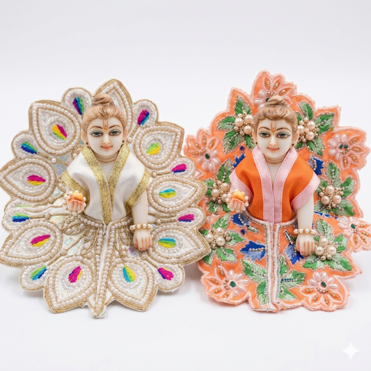 Tiny Shiny Laddu Gopal Poshak Thakur Ji Dress Heavy Designer Dress for Kanha Ji Fancy Dress for Bal Krishna Janmaasthmi Special for Ladoo Gopal Ji (Size-0 to 2)
