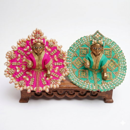Tiny Shiny Laddu Gopal Poshak Thakur Ji Dress Heavy Designer Dress for Kanha Ji Fancy Dress for Bal Krishna Janmaasthmi Special for Ladoo Gopal Ji (Size-1 And 2)