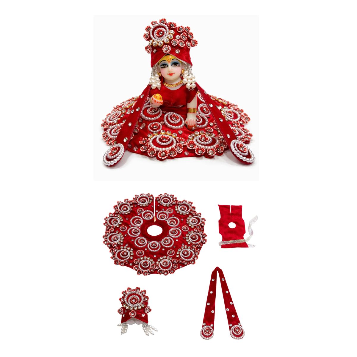Tiny Shiny Laddu Gopal Poshak Thakur Ji Dress Heavy Designer Dress for Kanha Ji Fancy Dress for Bal Krishna Janmaasthmi Special for Ladoo Gopal Ji (Size- 1 to 6)
