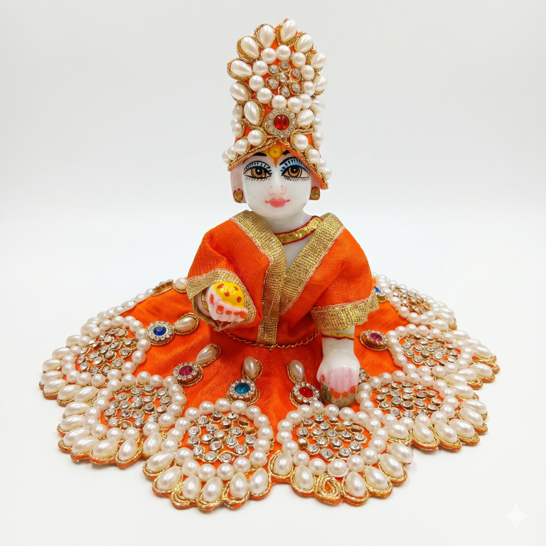 Tiny Shiny Laddu Gopal Poshak Thakur Ji Dress Heavy Designer Dress for Kanha Ji Fancy Dress for Bal Krishna Janmaasthmi Special for Ladoo Gopal Ji (Size- 3 to 5)