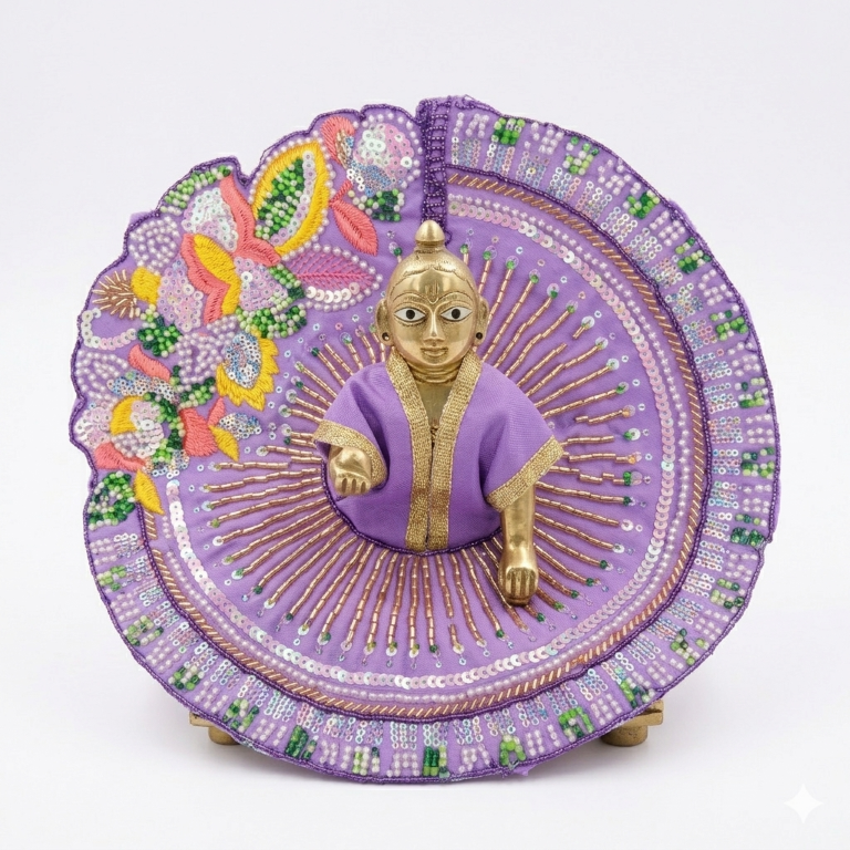 Tiny Shiny Laddu Gopal Poshak Thakur Ji Dress Heavy Designer Dress for Kanha Ji Fancy Dress for Bal Krishna Janmaasthmi Special for Ladoo Gopal Ji (Size-3 to 5)
