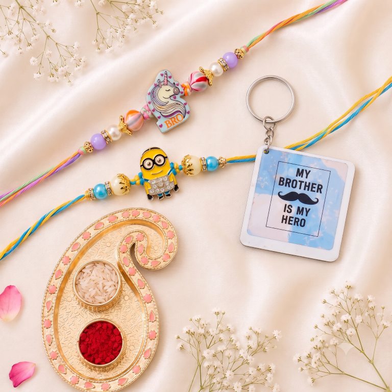Unicorn & Minion Kids Rakhi Set of 2 Designer Rakhi for Brother