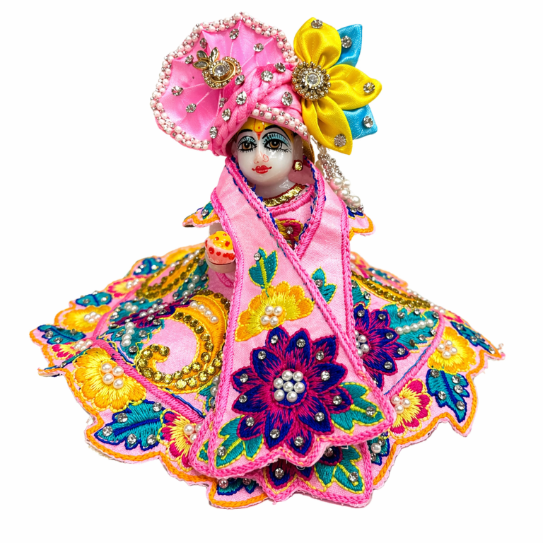 Tiny Shiny Laddu Gopal Poshak Thakur Ji Dress Heavy Designer Dress for Kanha Ji Fancy Dress for Bal Krishna Janmaasthmi Special for Ladoo Gopal Ji (Size- 0 to 5)
