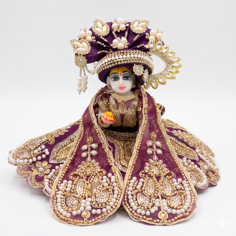 Tiny Shiny Laddu Gopal Poshak Thakur Ji Dress Heavy Designer Dress for Kanha Ji Fancy Dress for Bal Krishna Janmaasthmi Special for Ladoo Gopal Ji (Size-0 to 5)