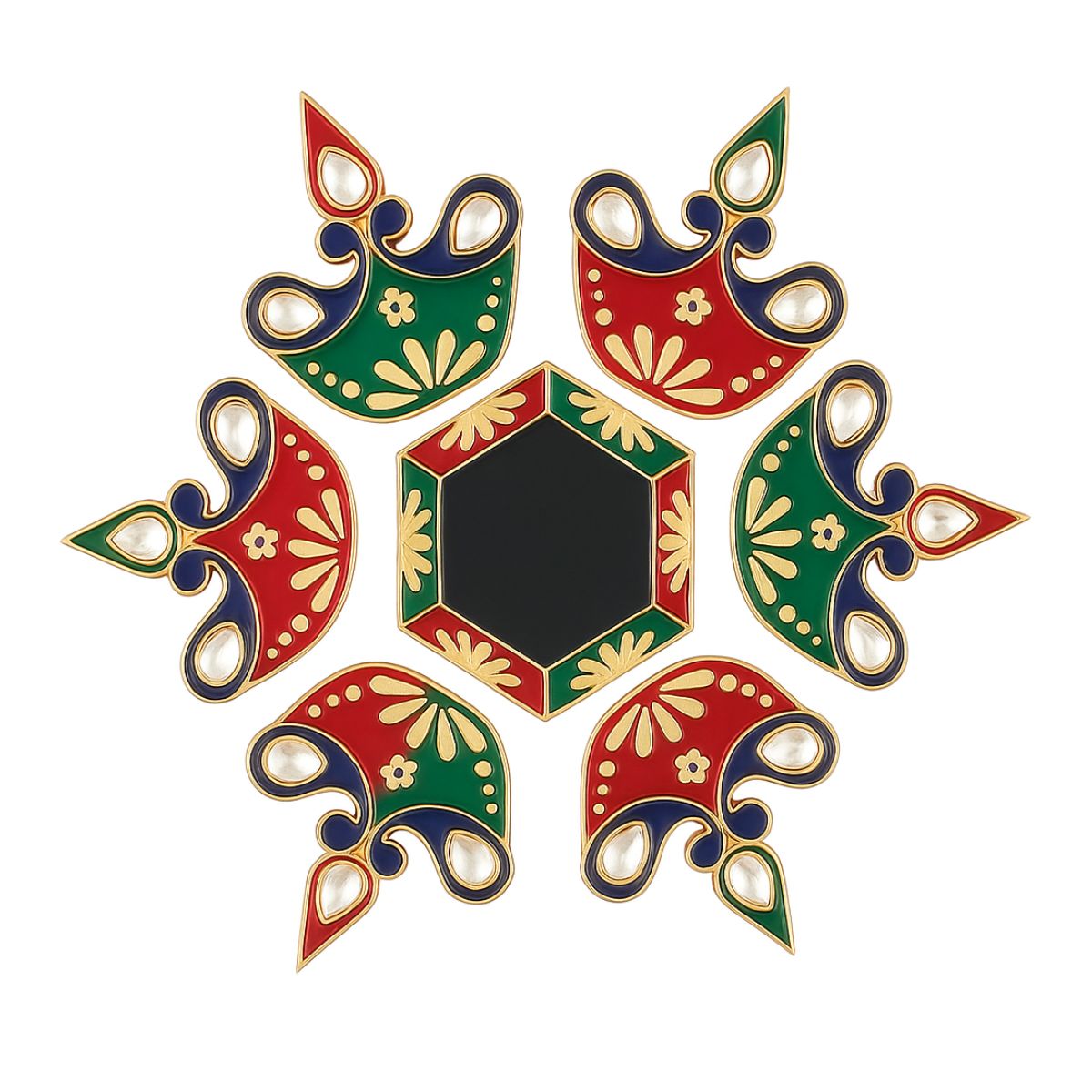 Diya Meena Stone Rangoli — Decorative  Reusable Festive Floor Art for Diwali and Pooja