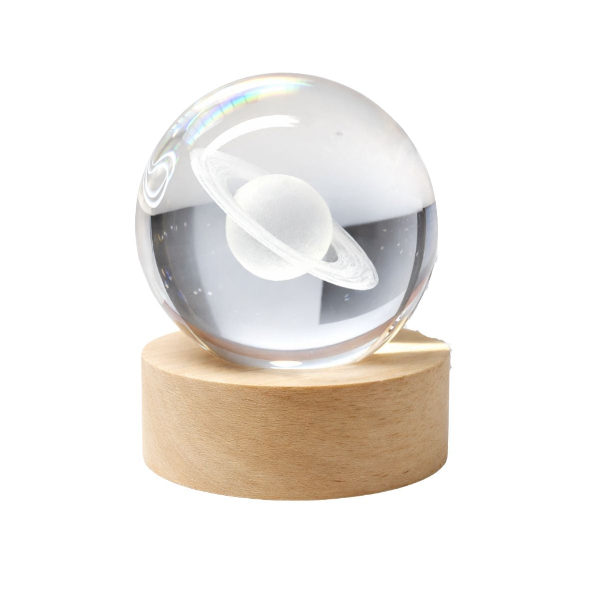 Tiny Shiny 3D Crystal Saturn Ball Night Light —  LED Desk Lamp with Multicolor Glow