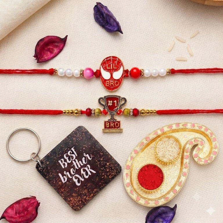 Lil Bro & No.1 Bro Kids Rakhi Set of 2 Designer Rakhi for Brother