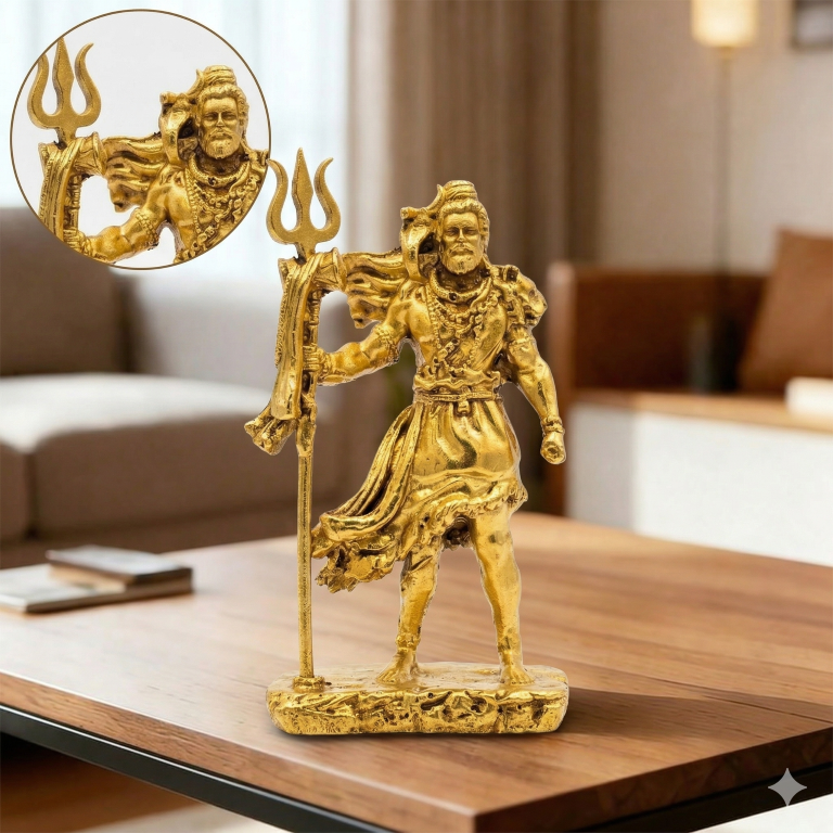 Lord Shiva Mahadev Standing Figurine with Trishul | Spiritual Home & Car Decor
