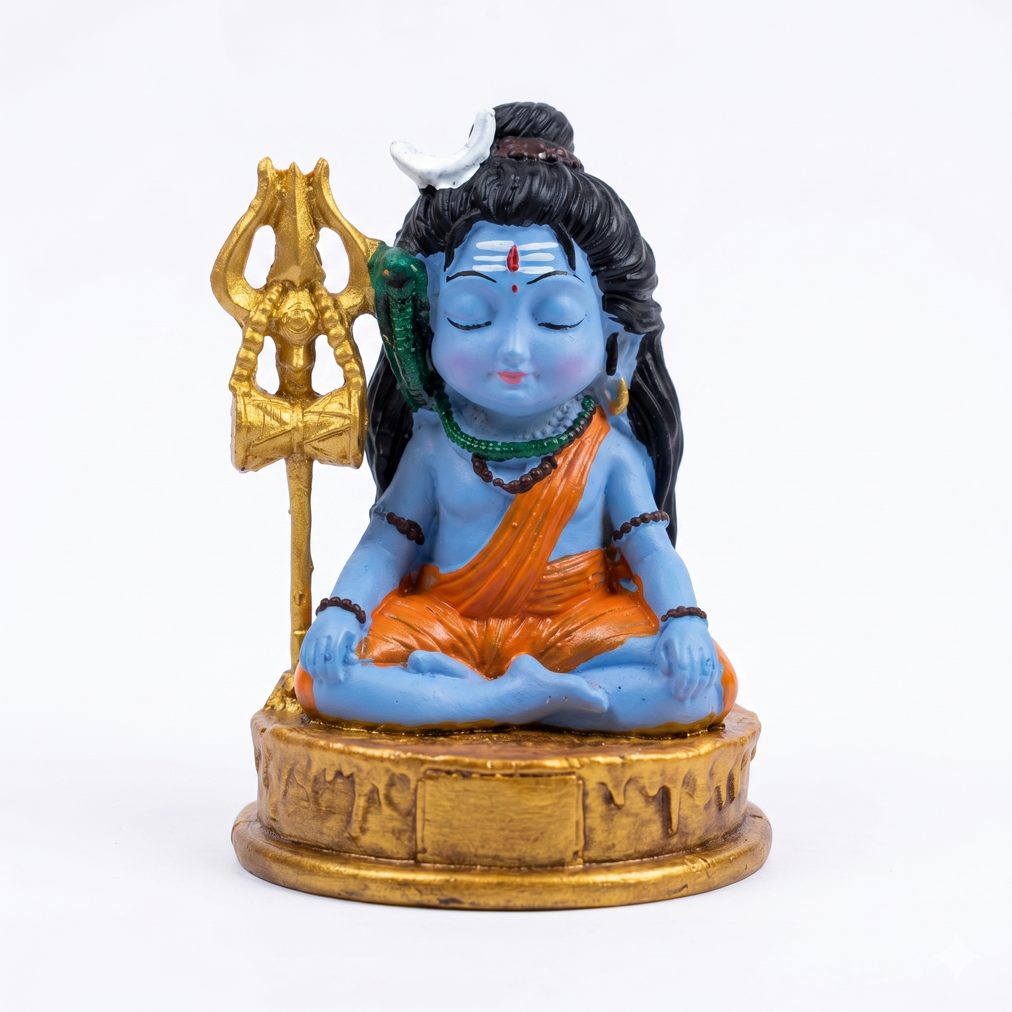 Meditating Little Shiva (Adiyogi) Miniature Idol - Cute Mahadev Figurine for Car Dashboard & Home Decor