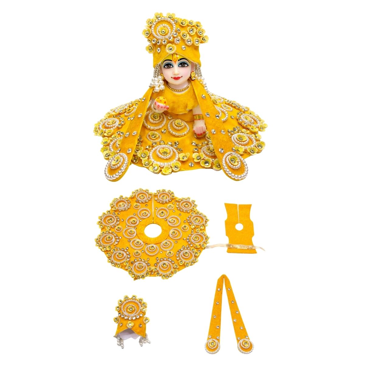 Tiny Shiny Laddu Gopal Poshak Thakur Ji Dress Heavy Designer Dress for Kanha Ji Fancy Dress for Bal Krishna Janmaasthmi Special for Ladoo Gopal Ji (Size- 1 to 6)