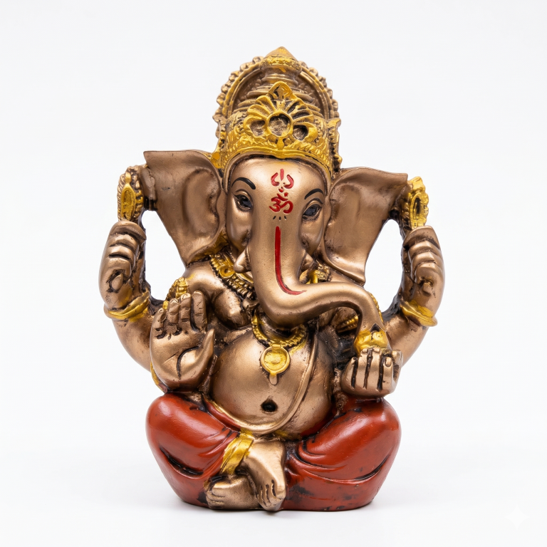 Divine Lord Ganesha Idol - Antique Bronze & Gold Finish (11.5 cm) | Home Decor & Gift Murti