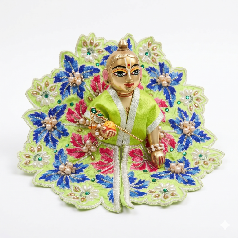 Tiny Shiny Laddu Gopal Poshak Thakur Ji Dress Heavy Designer Dress for Kanha Ji Fancy Dress for Bal Krishna Janmaasthmi Special for Ladoo Gopal Ji (Size-4 And 5)