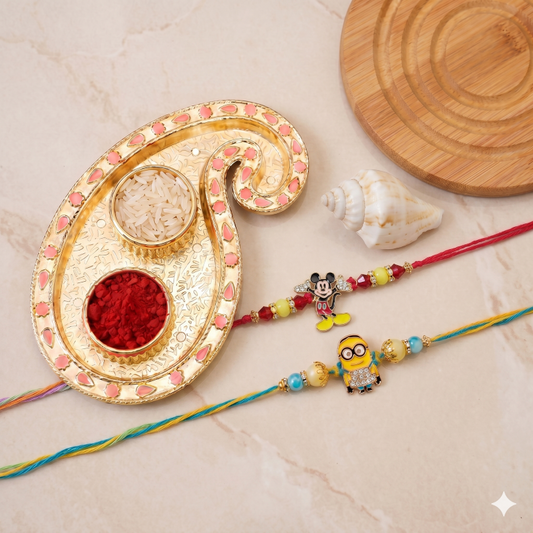 Kids Cartoon Rakhi Set of 2 | Mickey & Minion Designer Rakhi for Brother