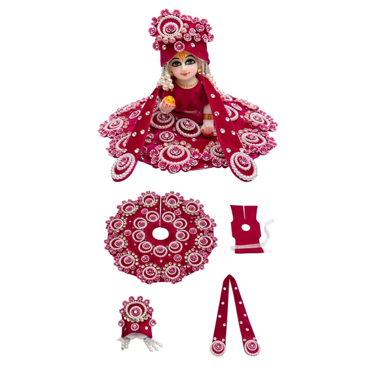 Tiny Shiny Laddu Gopal Poshak Thakur Ji Dress Heavy Designer Dress for Kanha Ji Fancy Dress for Bal Krishna Janmaasthmi Special for Ladoo Gopal Ji (Size- 1 to 6)