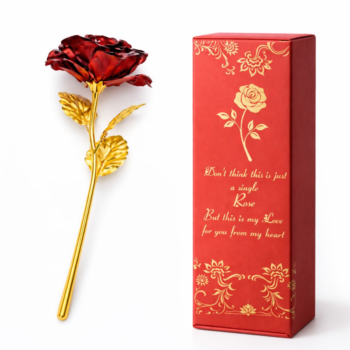 Gold Foil Red Rose with Premium Gift Box
