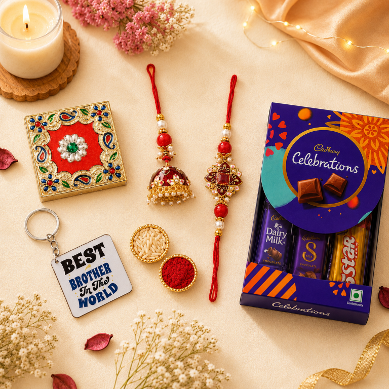 the timeless bond of love with the Tiny Shiny Bhai Bhabhi Rakhi Set
