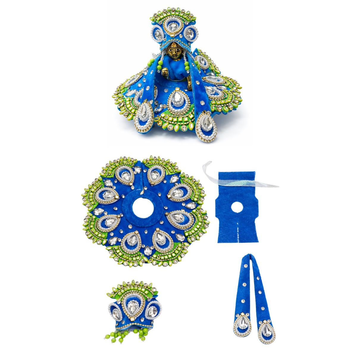Tiny Shiny Laddu Gopal Poshak Thakur Ji Dress Heavy Designer Dress for Kanha Ji Fancy Dress for Bal Krishna Janmaasthmi Special for Ladoo Gopal Ji (Size-2)