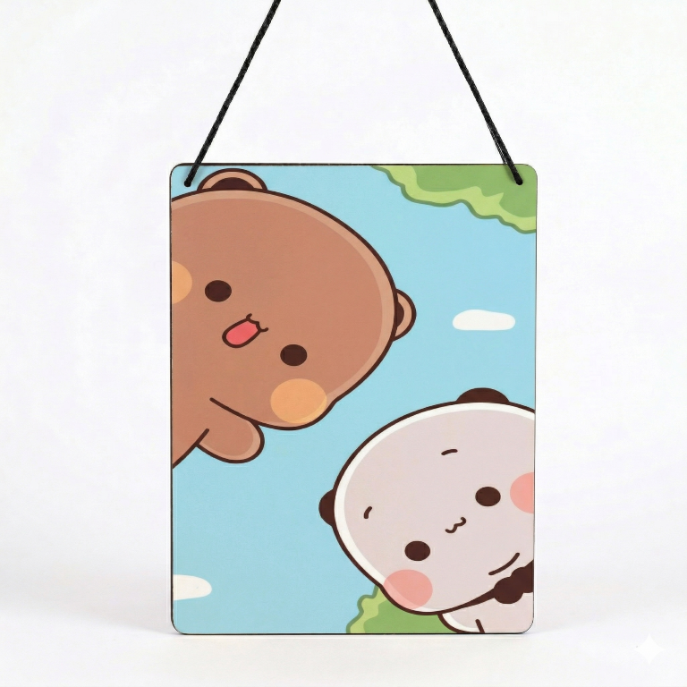 Curious Bear & Panda Peeking Wall Hanging | Aesthetic Kawaii Room Decor