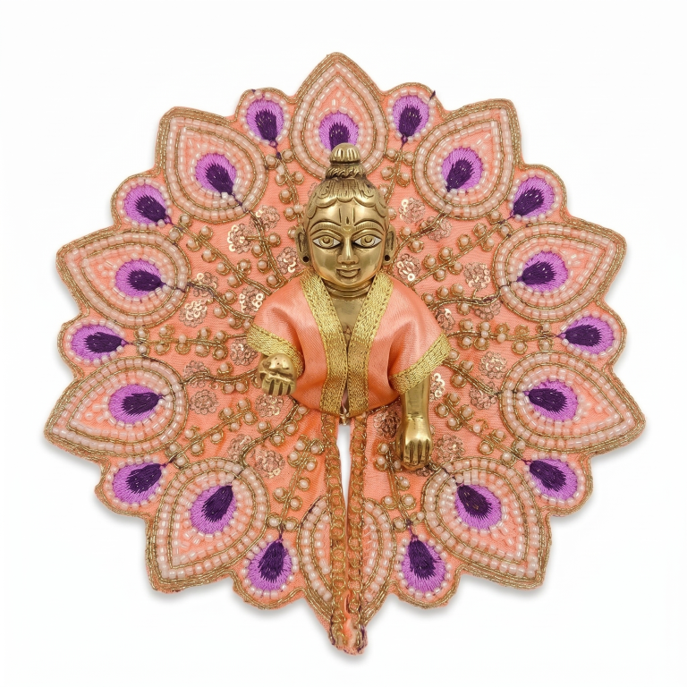Tiny Shiny Laddu Gopal Poshak Thakur Ji Dress Heavy Designer Dress for Kanha Ji Fancy Dress for Bal Krishna Janmaasthmi Special for Ladoo Gopal Ji (Size-4)