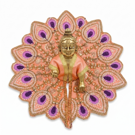Tiny Shiny Laddu Gopal Poshak Thakur Ji Dress Heavy Designer Dress for Kanha Ji Fancy Dress for Bal Krishna Janmaasthmi Special for Ladoo Gopal Ji (Size-4)