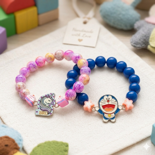 Unicorn & Doraemon Bracelet Bro Kids Rakhi Set of 2 Designer Rakhi for Brother