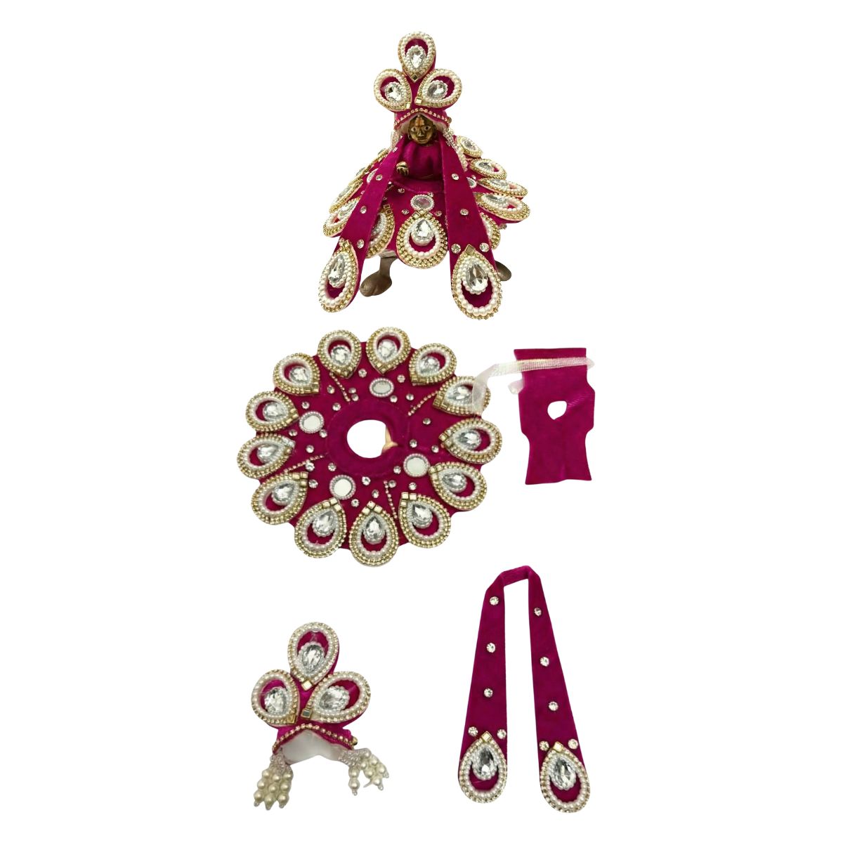 Tiny Shiny Laddu Gopal Poshak Thakur Ji Dress Heavy Designer Dress for Kanha Ji Fancy Dress for Bal Krishna Janmaasthmi Special for Ladoo Gopal Ji (Size-2 , Inch-6)