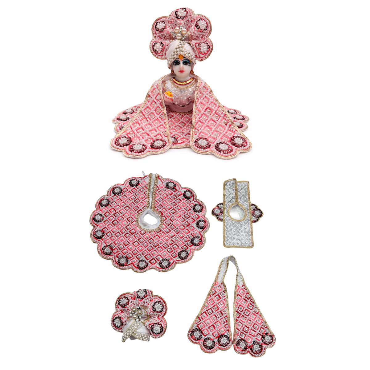 Tiny Shiny Laddu Gopal Poshak Thakur Ji Dress Heavy Designer Dress for Kanha Ji Fancy Dress for Bal Krishna Janmaasthmi Special for Ladoo Gopal Ji (Size- 0 to 6)