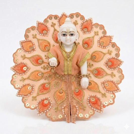 Tiny Shiny Laddu Gopal Poshak Thakur Ji Dress Heavy Designer Dress for Kanha Ji Fancy Dress for Bal Krishna Janmaasthmi Special for Ladoo Gopal Ji (Size-3 to 5)
