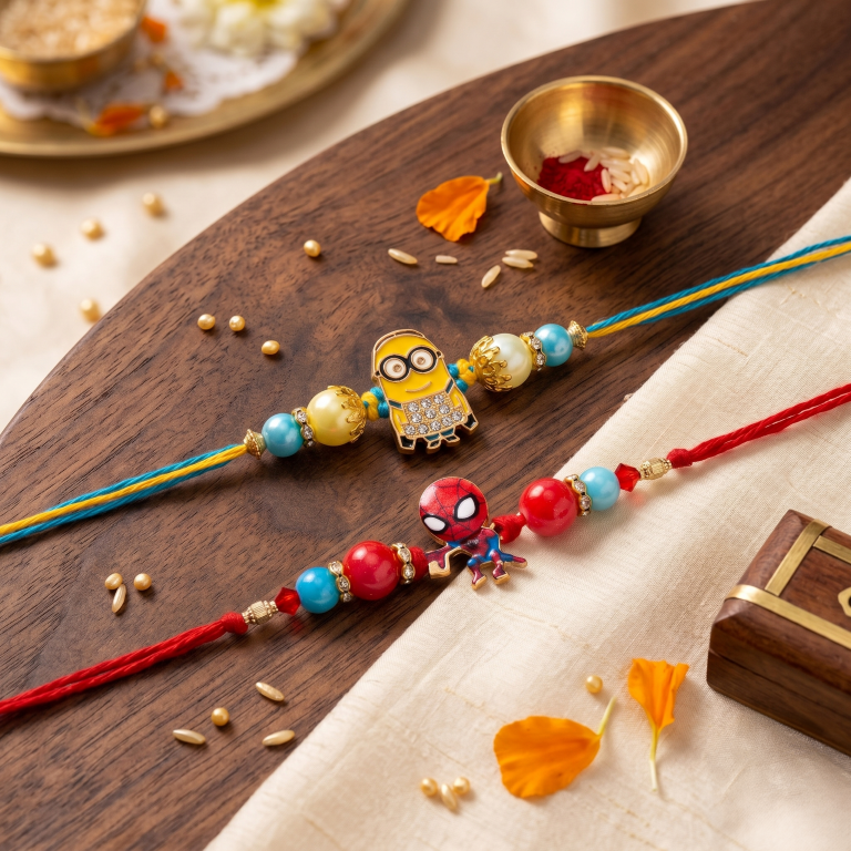 Minion & Spider Hero Rakhi Set of 2 | Kids Designer Rakhi for Brother