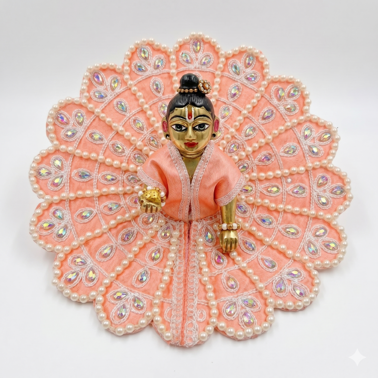 Tiny Shiny Laddu Gopal Poshak Thakur Ji Dress Heavy Designer Dress for Kanha Ji Fancy Dress for Bal Krishna Janmaasthmi Special for Ladoo Gopal Ji (Size- 4 And 5)