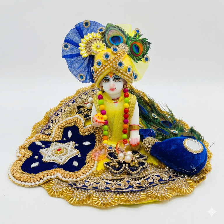 Tiny Shiny Laddu Gopal Poshak Thakur Ji Dress Heavy Designer Dress for Kanha Ji Fancy Dress for Bal Krishna Janmaasthmi Special for Ladoo Gopal Ji Multicolour (Size-1 to 6)