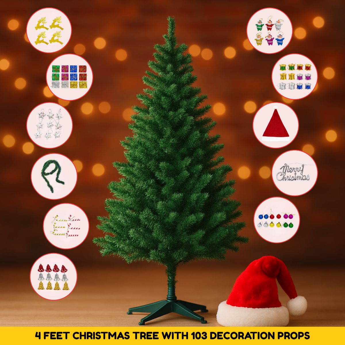4 Feet Christmas Tree with 103 Decoration Items