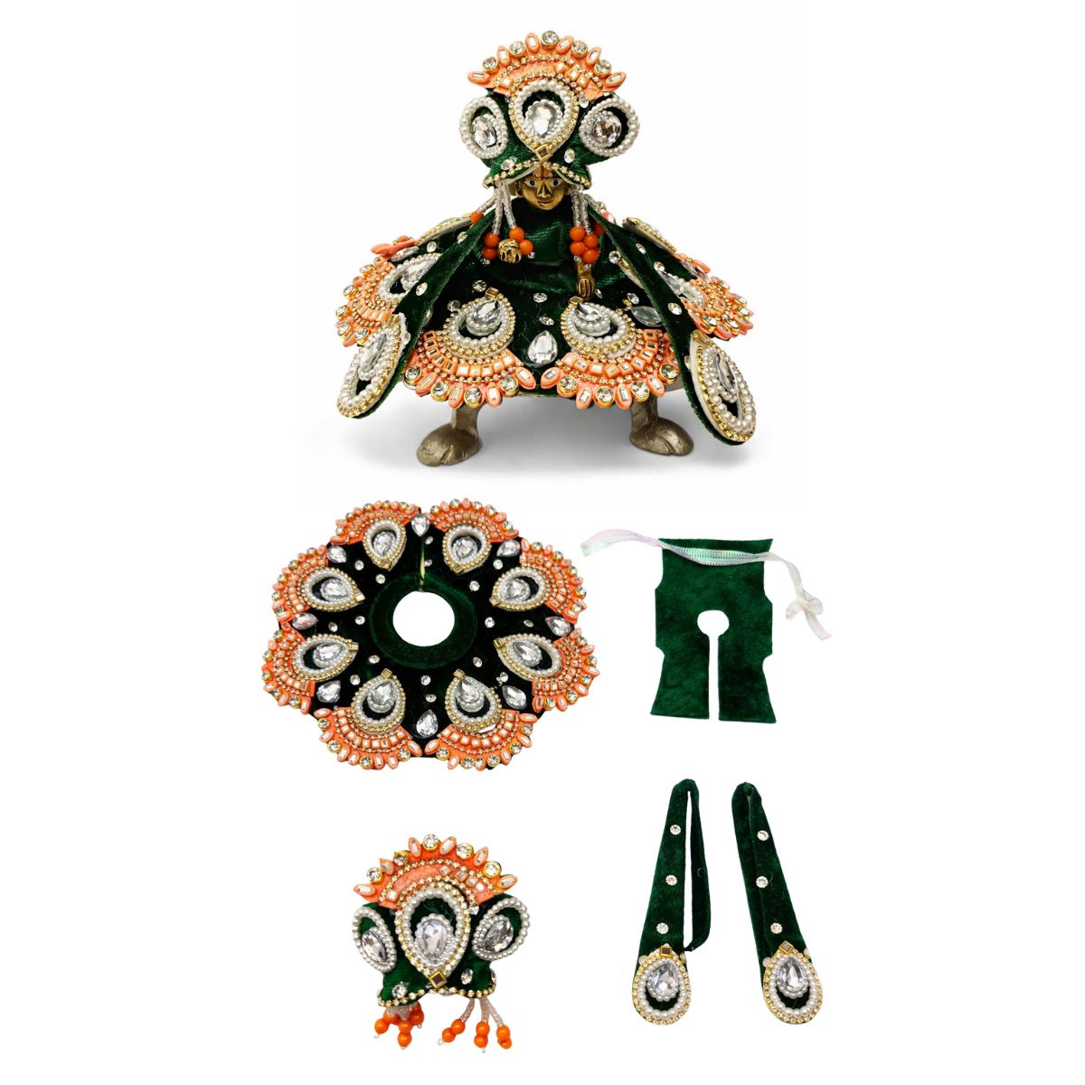 Tiny Shiny Laddu Gopal Poshak Thakur Ji Dress Heavy Designer Dress for Kanha Ji Fancy Dress for Bal Krishna Janmaasthmi Special for Ladoo Gopal Ji (Size-2)