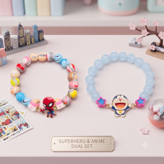 Spider Hero & Doraemon Bracelet Bro Kids Rakhi Set of 2 Designer Rakhi for Brother